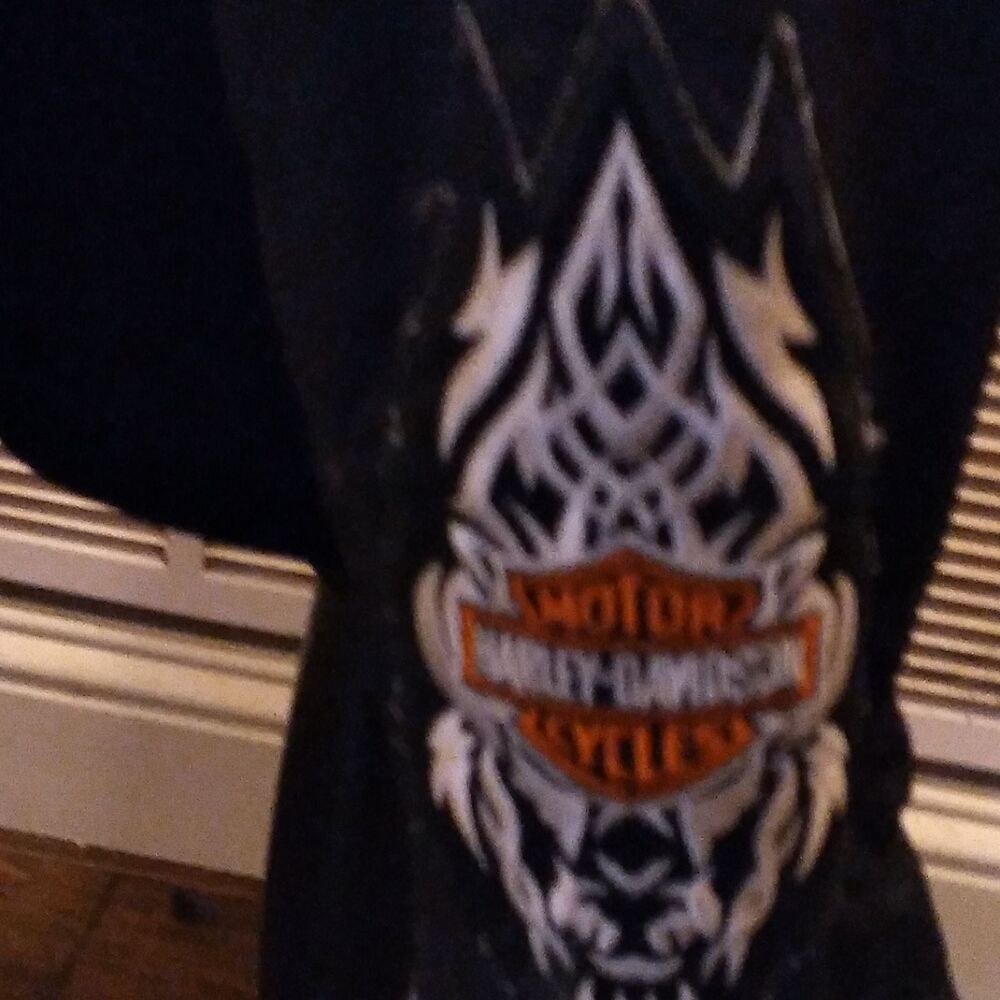 Harley-Davidson Classic Black Bomber Jacket Tribal Logo Design Motorcycle Gear‎